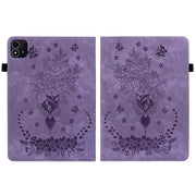 For itel Pad One 10.1 Butterfly Rose Embossed Leather Tablet Case(Purple)