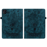 For itel Pad One 10.1 Butterfly Rose Embossed Leather Tablet Case(Dark Blue)