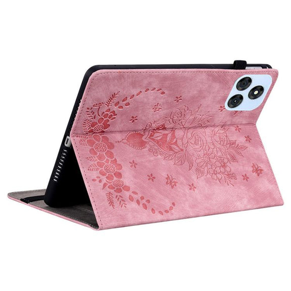 For itel VistaTab 30 Butterfly Rose Embossed Leather Tablet Case(Pink)