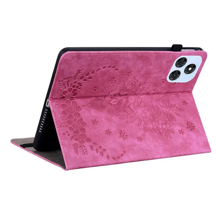 For itel VistaTab 30 Butterfly Rose Embossed Leather Tablet Case(Rose Red)