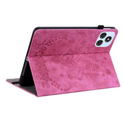 For itel VistaTab 30 Butterfly Rose Embossed Leather Tablet Case(Rose Red)