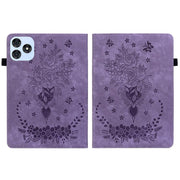 For itel VistaTab 30 Butterfly Rose Embossed Leather Tablet Case(Purple)