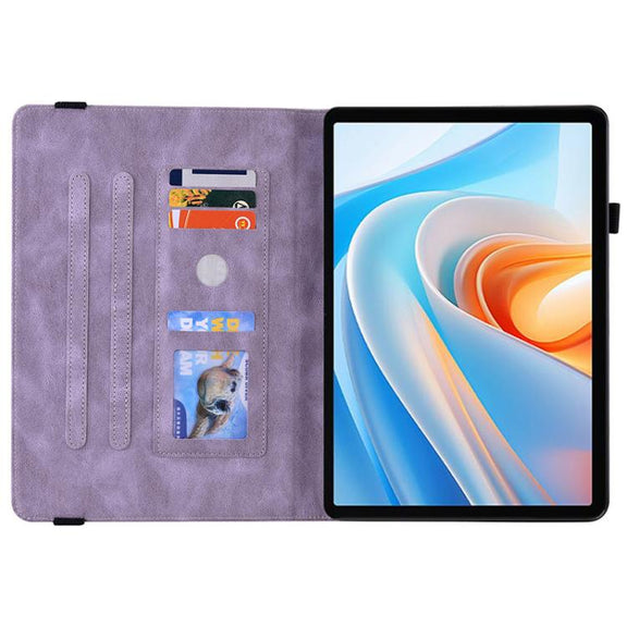 For itel VistaTab 30 Butterfly Rose Embossed Leather Tablet Case(Purple)
