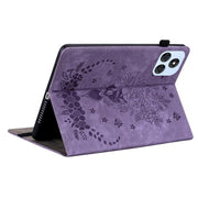 For itel VistaTab 30 Butterfly Rose Embossed Leather Tablet Case(Purple)