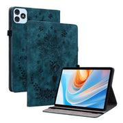 For itel VistaTab 30 Butterfly Rose Embossed Leather Tablet Case(Dark Blue)