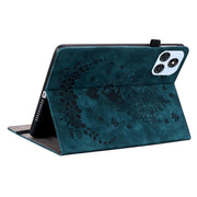 For itel VistaTab 30 Butterfly Rose Embossed Leather Tablet Case(Dark Blue)