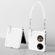 For Huawei P50 Pocket / Pocket S SULADA Skin Feel Liquid Leather Phone Case with Strap(White)