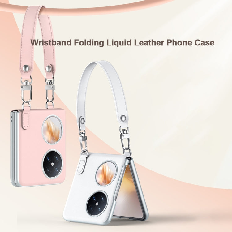 For Huawei nova Flip SULADA Skin Feel Liquid Leather Phone Case with Strap(Pink)