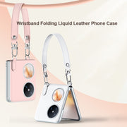 For Huawei Pocket 2 SULADA Skin Feel Liquid Leather Phone Case with Strap(Pink)