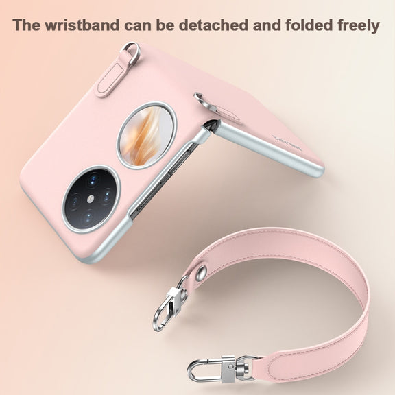 For Huawei nova Flip SULADA Skin Feel Liquid Leather Phone Case with Strap(Black)