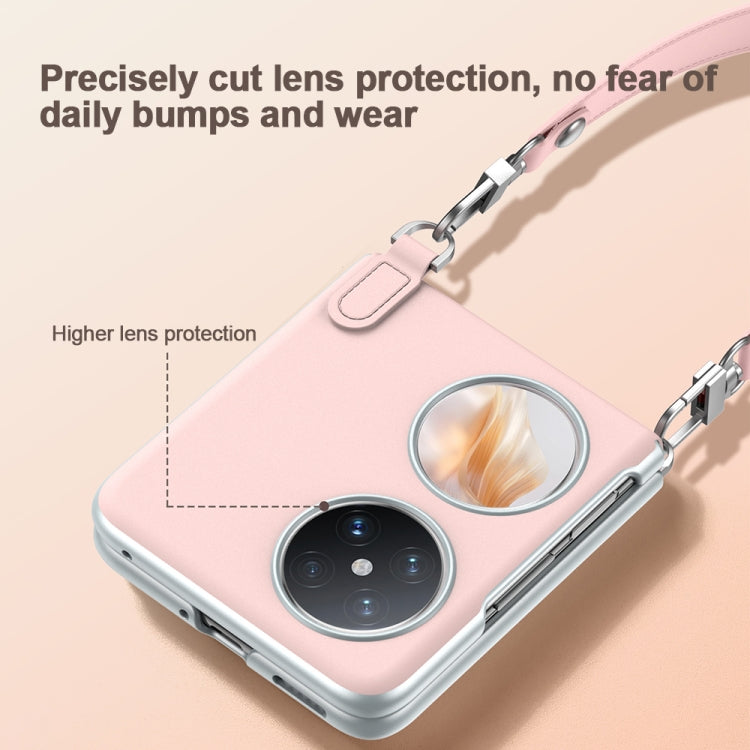 For Huawei Pocket 2 SULADA Skin Feel Liquid Leather Phone Case with Strap(White)
