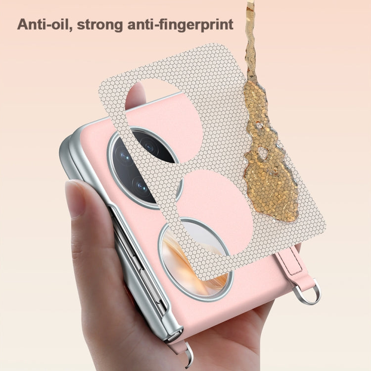 For Huawei Pocket 2 SULADA Skin Feel Liquid Leather Phone Case with Strap(Pink)