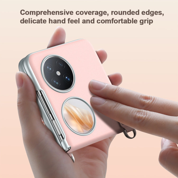 For Huawei nova Flip SULADA Skin Feel Liquid Leather Phone Case with Strap(Pink)