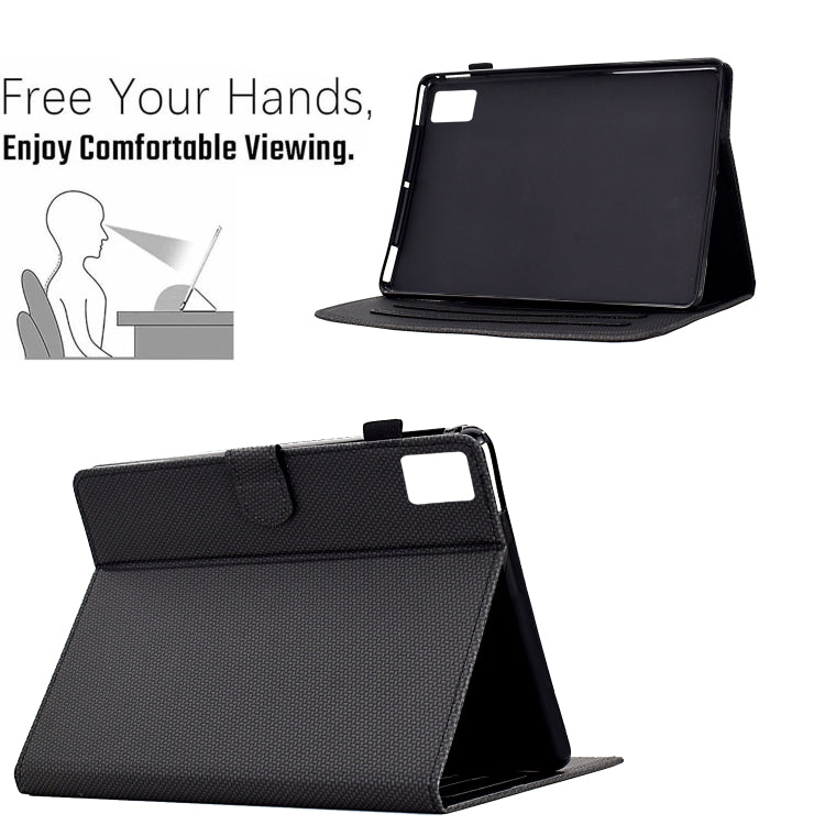 For Lenovo Tab M11 / Xiaoxin Pad 2024 Solid Color Fiber Texture Smart Tablet Leather Case(Black)