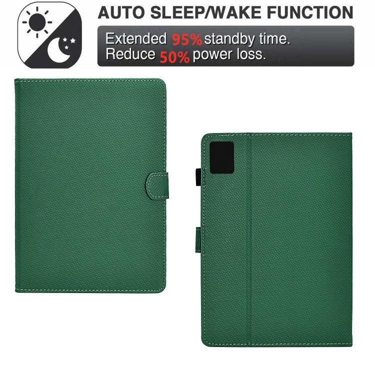 For Lenovo Tab M11 / Xiaoxin Pad 2024 Solid Color Fiber Texture Smart Tablet Leather Case(Green)