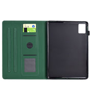 For Lenovo Tab M11 / Xiaoxin Pad 2024 Solid Color Fiber Texture Smart Tablet Leather Case(Green)