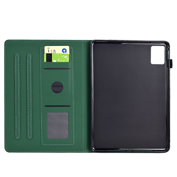 For Lenovo Tab M11 / Xiaoxin Pad 2024 Solid Color Fiber Texture Smart Tablet Leather Case(Green)