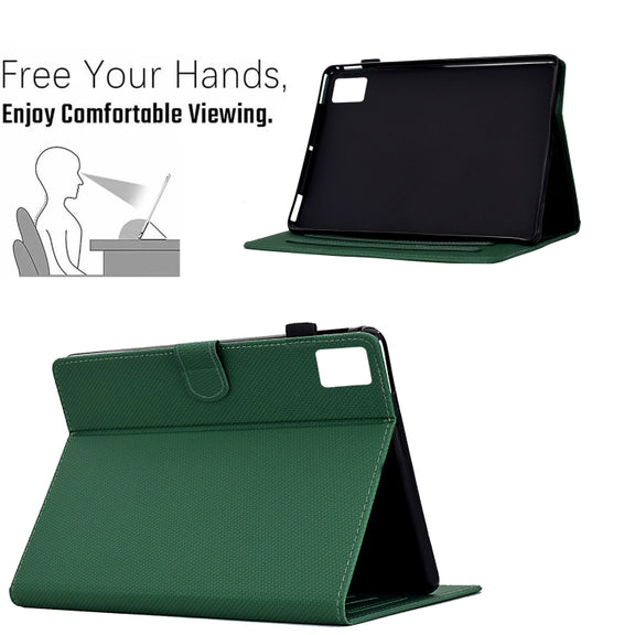 For Lenovo Tab M11 / Xiaoxin Pad 2024 Solid Color Fiber Texture Smart Tablet Leather Case(Green)