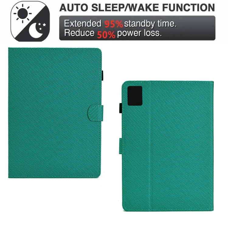 For Lenovo Tab M11 / Xiaoxin Pad 2024 Solid Color Fiber Texture Smart Tablet Leather Case(Lake Green)