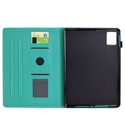 For Lenovo Tab M11 / Xiaoxin Pad 2024 Solid Color Fiber Texture Smart Tablet Leather Case(Lake Green)