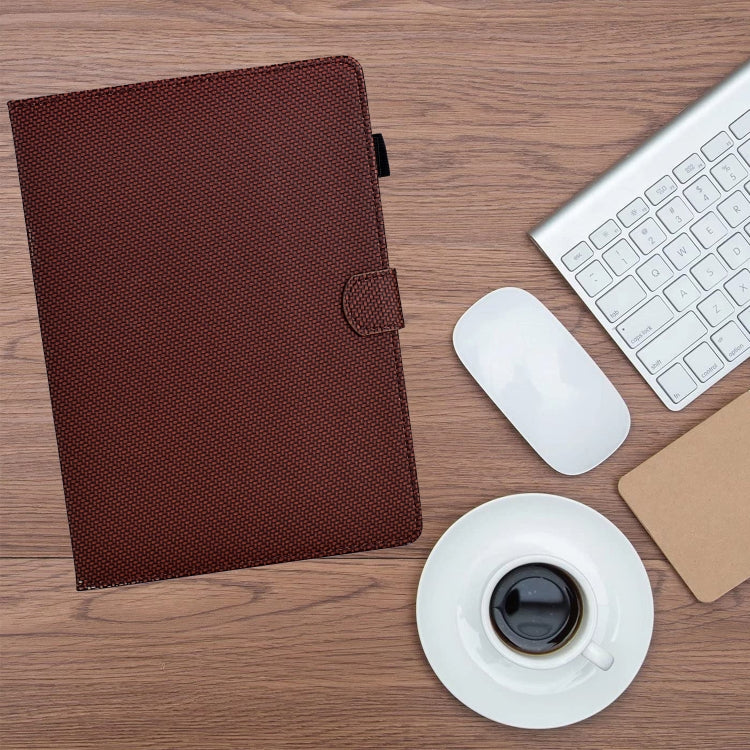 For Lenovo Tab P12 Solid Color Fiber Texture Smart Tablet Leather Case(Brown)