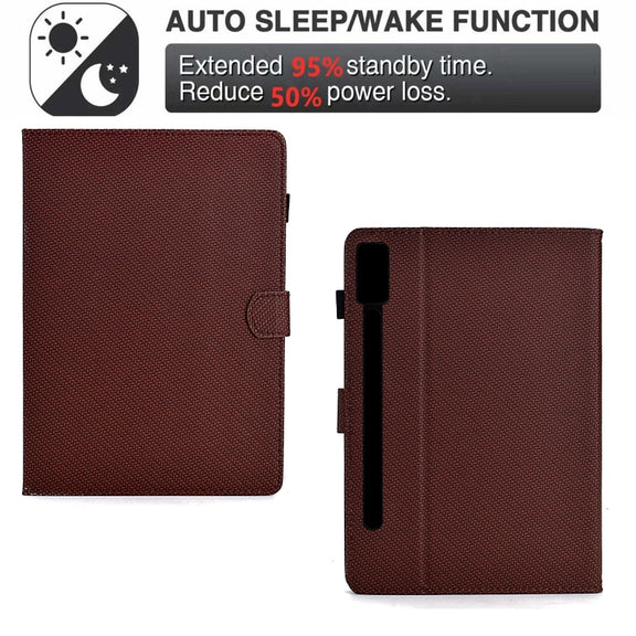 For Lenovo Tab P12 Solid Color Fiber Texture Smart Tablet Leather Case(Brown)