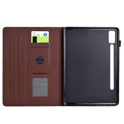 For Lenovo Tab P12 Solid Color Fiber Texture Smart Tablet Leather Case(Brown)