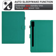 For Lenovo Tab P12 Solid Color Fiber Texture Smart Tablet Leather Case(Lake Green)