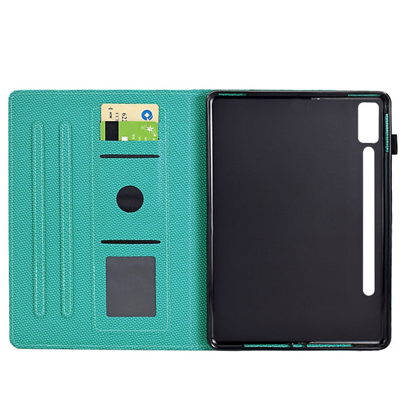 For Lenovo Tab P12 Solid Color Fiber Texture Smart Tablet Leather Case(Lake Green)