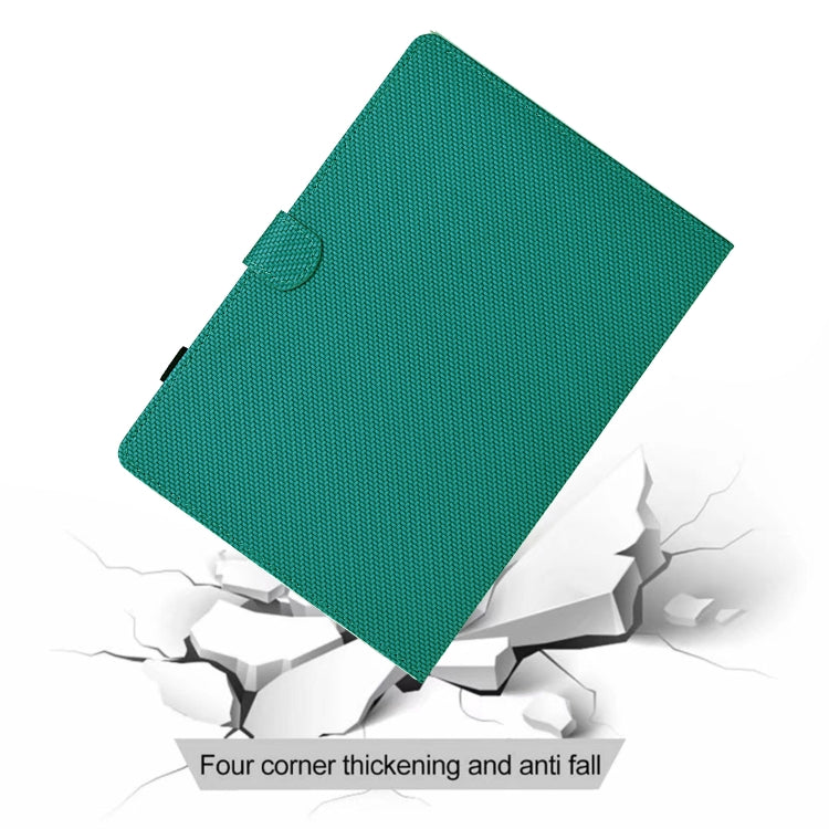 For Lenovo Tab P12 Solid Color Fiber Texture Smart Tablet Leather Case(Lake Green)