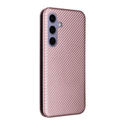 For Samsung Galaxy S25+ 5G Carbon Fiber Texture Flip Leather Phone Case(Pink)