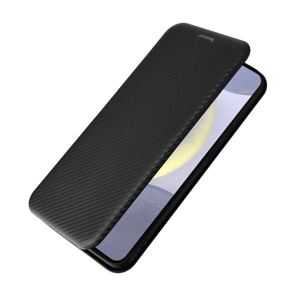 For Samsung Galaxy S25+ 5G Carbon Fiber Texture Flip Leather Phone Case(Black)