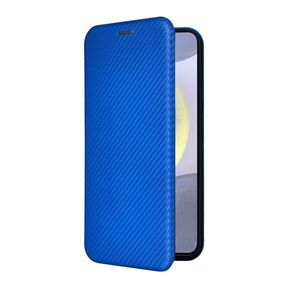 For Samsung Galaxy S25+ 5G Carbon Fiber Texture Flip Leather Phone Case(Blue)
