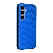 For Samsung Galaxy S25+ 5G Carbon Fiber Texture Flip Leather Phone Case(Blue)
