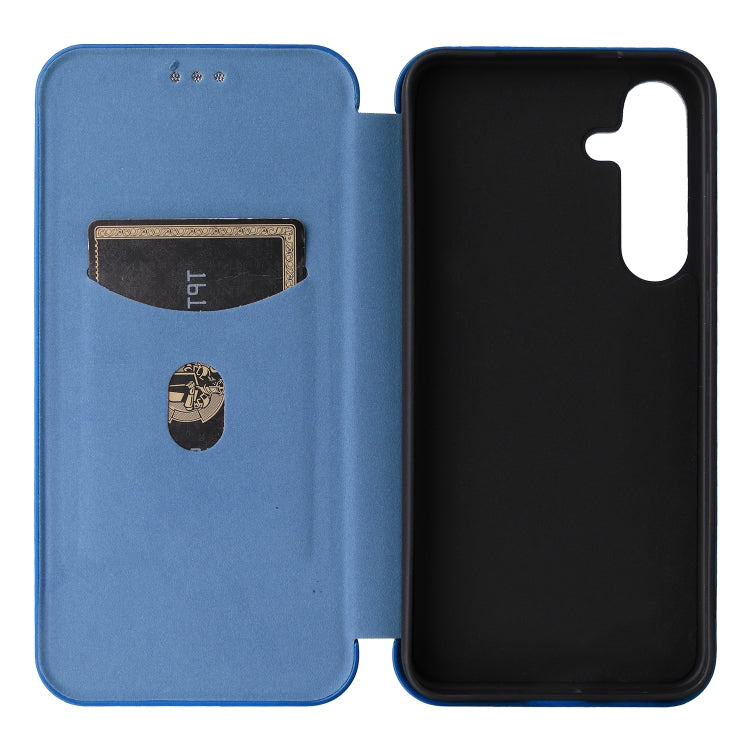 For Samsung Galaxy S25+ 5G Carbon Fiber Texture Flip Leather Phone Case(Blue)