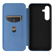 For Samsung Galaxy S25+ 5G Carbon Fiber Texture Flip Leather Phone Case(Blue)