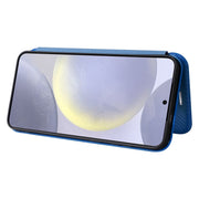 For Samsung Galaxy S25+ 5G Carbon Fiber Texture Flip Leather Phone Case(Blue)