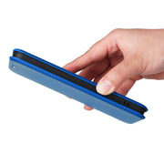 For Samsung Galaxy S25+ 5G Carbon Fiber Texture Flip Leather Phone Case(Blue)