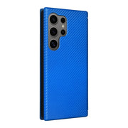 For Samsung Galaxy S25 Ultra 5G Carbon Fiber Texture Flip Leather Phone Case(Blue)