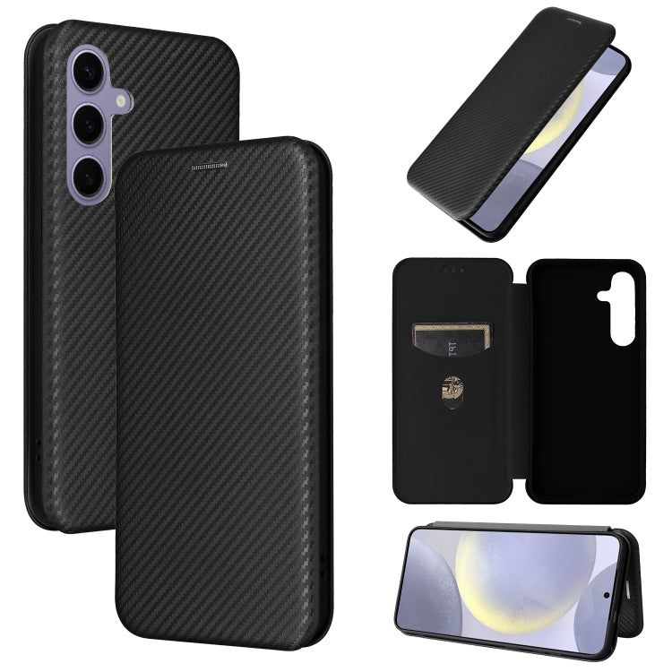 For Samsung Galaxy S25 5G Carbon Fiber Texture Flip Leather Phone Case(Black)