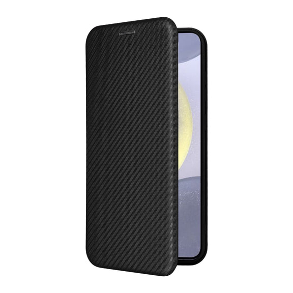 For Samsung Galaxy S25 5G Carbon Fiber Texture Flip Leather Phone Case(Black)