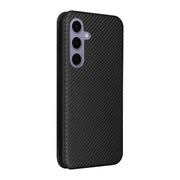 For Samsung Galaxy S25 5G Carbon Fiber Texture Flip Leather Phone Case(Black)