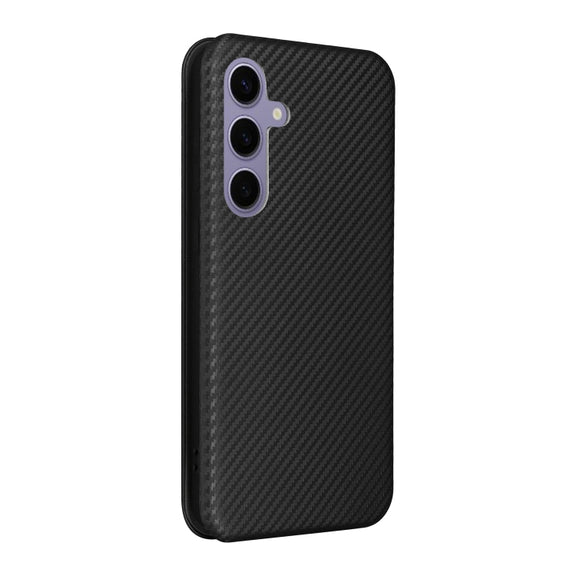 For Samsung Galaxy S25 5G Carbon Fiber Texture Flip Leather Phone Case(Black)