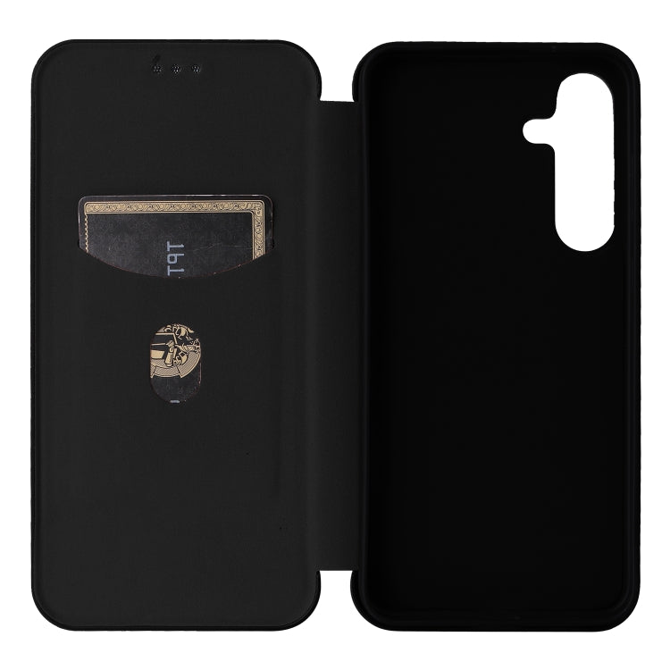 For Samsung Galaxy S25 5G Carbon Fiber Texture Flip Leather Phone Case(Black)