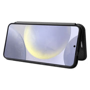 For Samsung Galaxy S25 5G Carbon Fiber Texture Flip Leather Phone Case(Black)