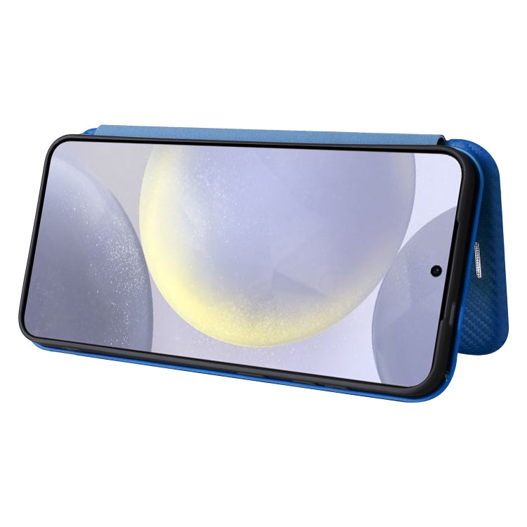 For Samsung Galaxy S25 5G Carbon Fiber Texture Flip Leather Phone Case(Blue)