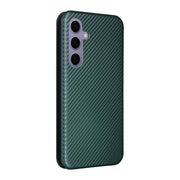 For Samsung Galaxy S25 5G Carbon Fiber Texture Flip Leather Phone Case(Green)