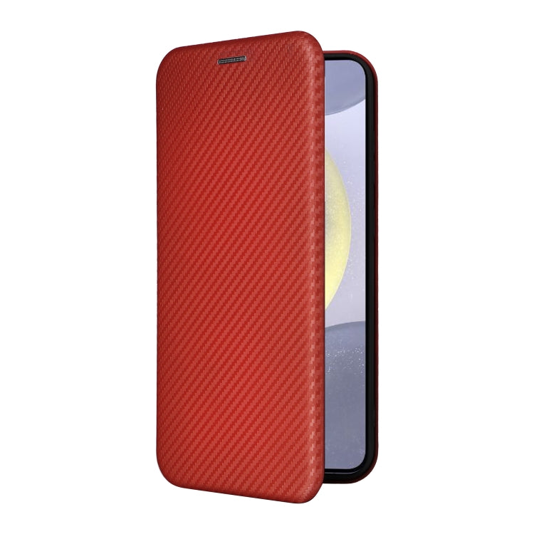 For Samsung Galaxy S25 5G Carbon Fiber Texture Flip Leather Phone Case(Brown)