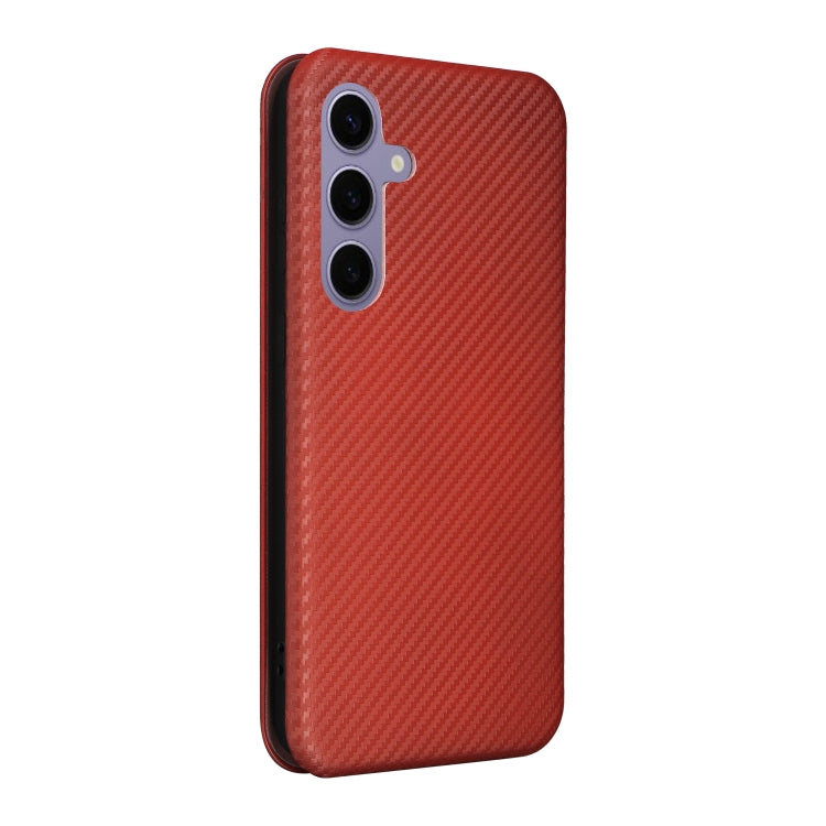 For Samsung Galaxy S25 5G Carbon Fiber Texture Flip Leather Phone Case(Brown)