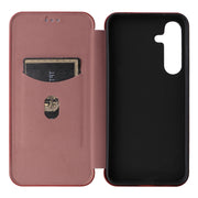 For Samsung Galaxy S25 5G Carbon Fiber Texture Flip Leather Phone Case(Brown)